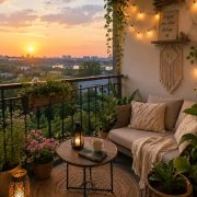 small balcony design ideas seating and plants